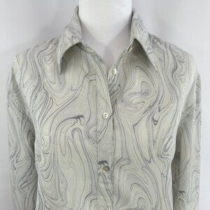 70s Retro Lightweight Blouse Cream Grey - Medium